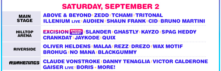 ELECTRIC ZOO LINEUP