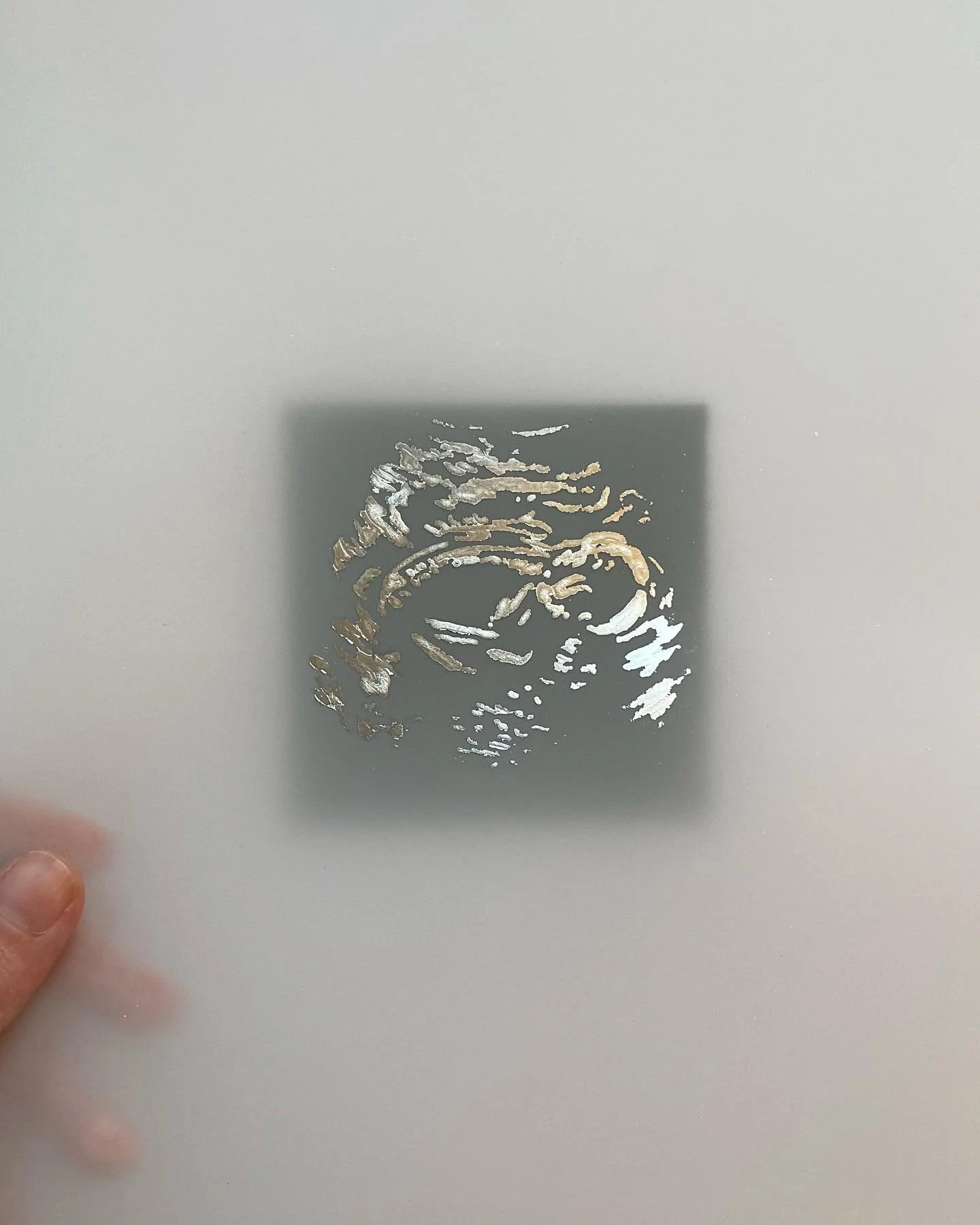 Really excited about this new series of drawings. A portrait within a self portrait. I&rsquo;m drawing with clear glue and then foiling that which is definitely as tricky and finicky as it sounds, but it&rsquo;s also really enjoyable to let go a litt