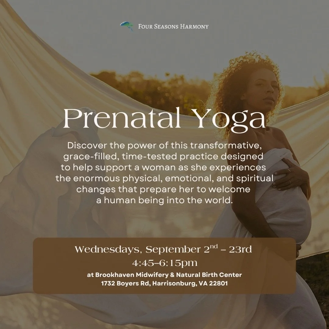 A friendly update and last call to join the next Prenatal Yoga series starting tomorrow! I&rsquo;d love to see you there. ✨

📍 Brookhaven Midwifery &amp; Natural Birth Center @brookhavenbirth 
⭐️ September 2 - 23 
🪬 Register via the Four Seasons Ha