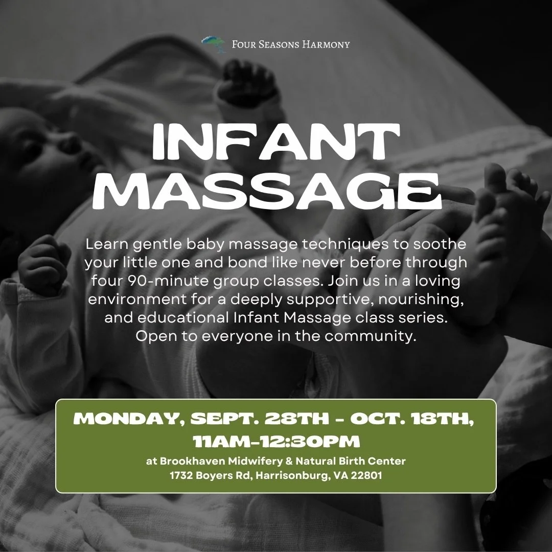 Hi friends, I&rsquo;m elated to warmly invite you and your loved ones to attend a deeply supportive, nourishing, and educational group Infant Massage class series this autumn! ✨

📍 Brookhaven Midwifery &amp; Natural Birth Center @brookhavenbirth in 
