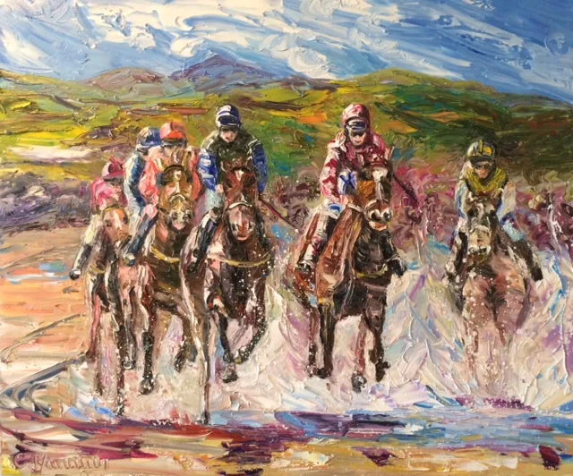 'The Beach Races' Oil Painting