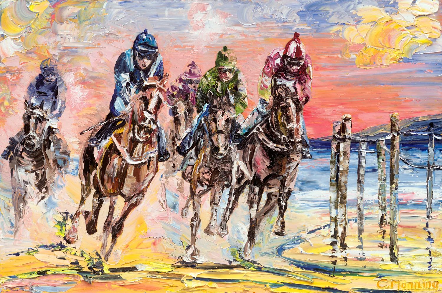 'Omey Beach Races' Oil Painting