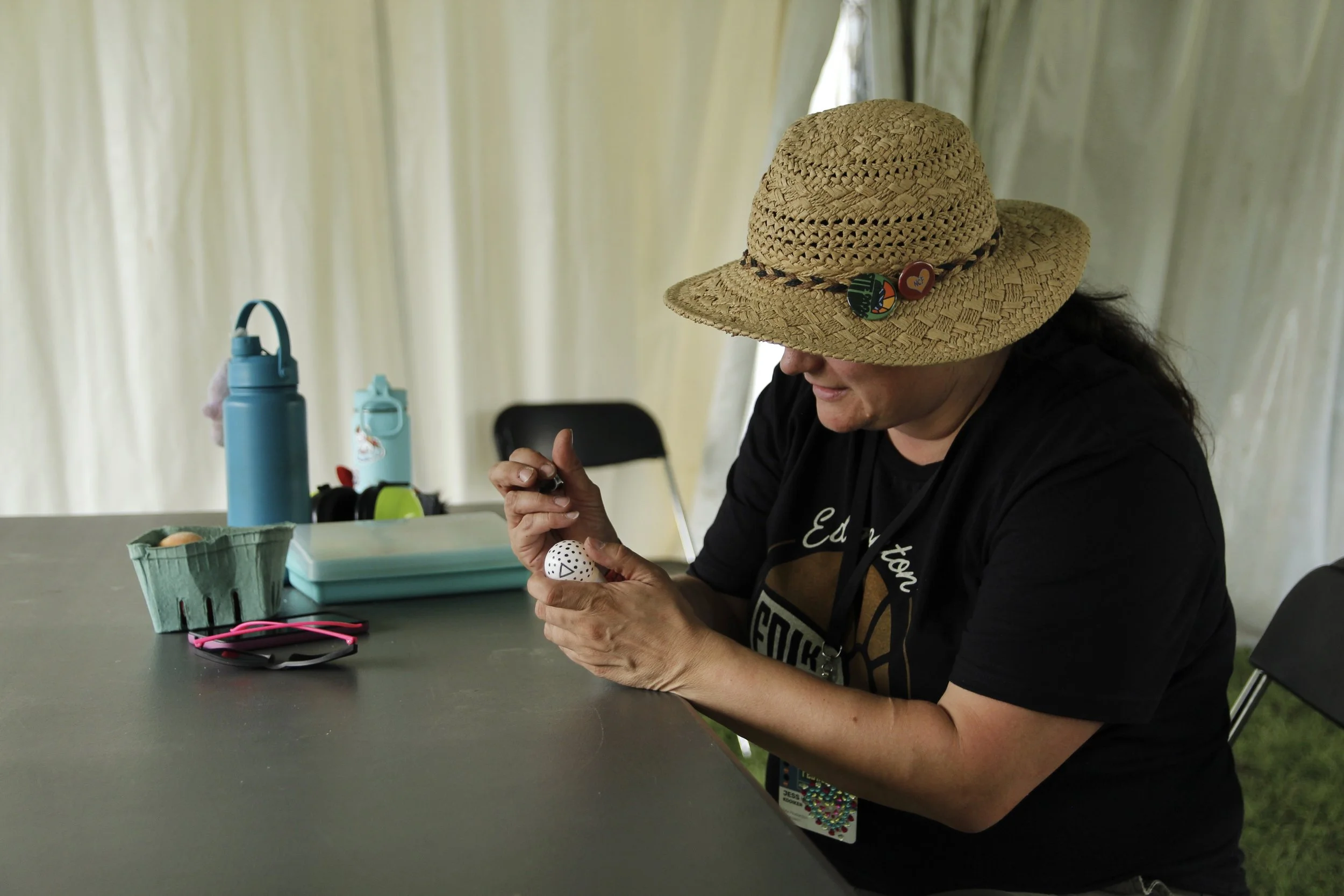  “My daughter really likes coming to the quiet zone every now and then. She loves the music and everything there is to do here, but she also needs some quiet time. So I take her, and when I come here, I sit outside the tent and I like to make crafts.