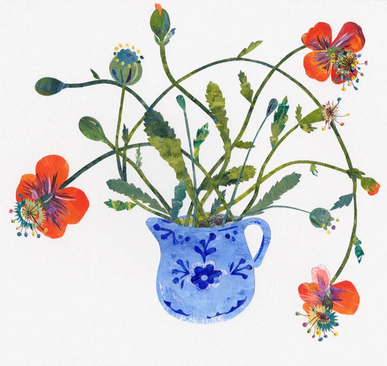 Poppies in Blue Jug SOLD