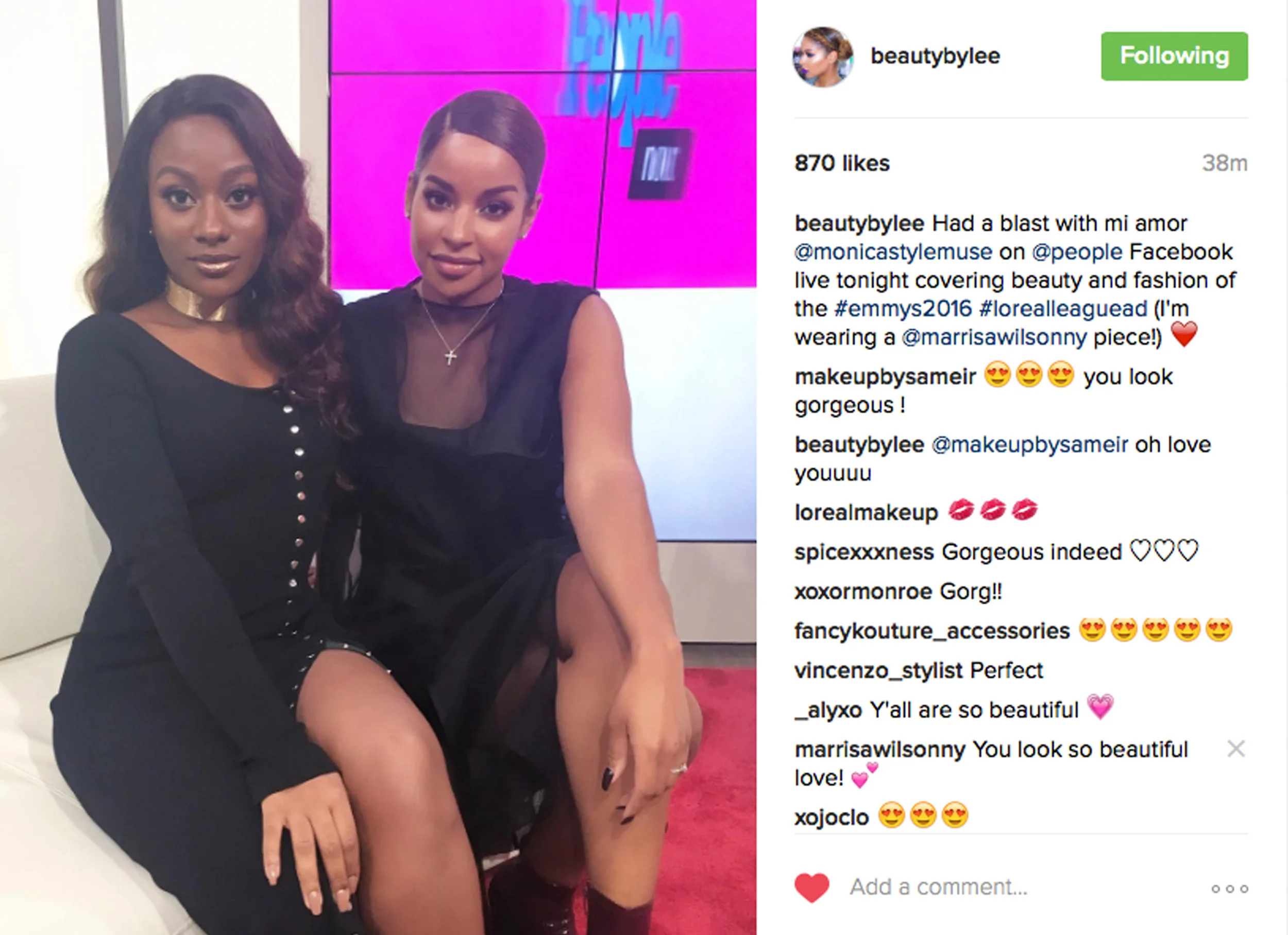 PEOPLE MAGAZINE FACEBOOK LIVE EMMYS COVERAGE @BEAUTYBYLEE