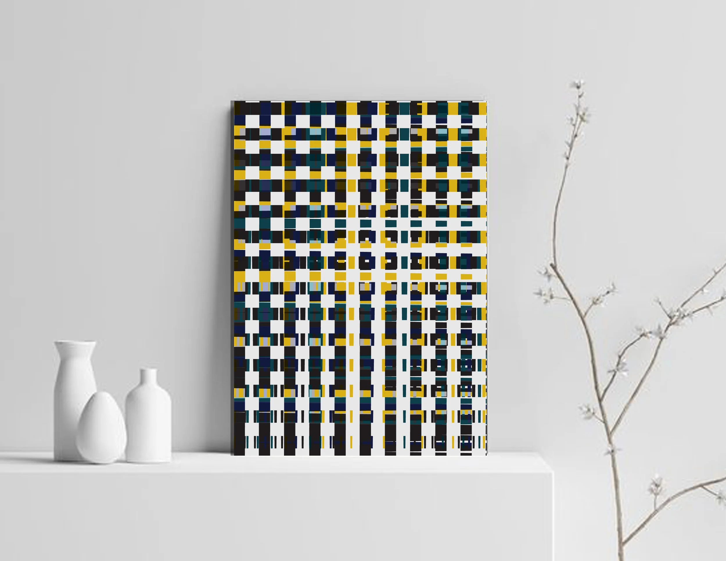 Multi Color Digital Plaid Wall Decor front view