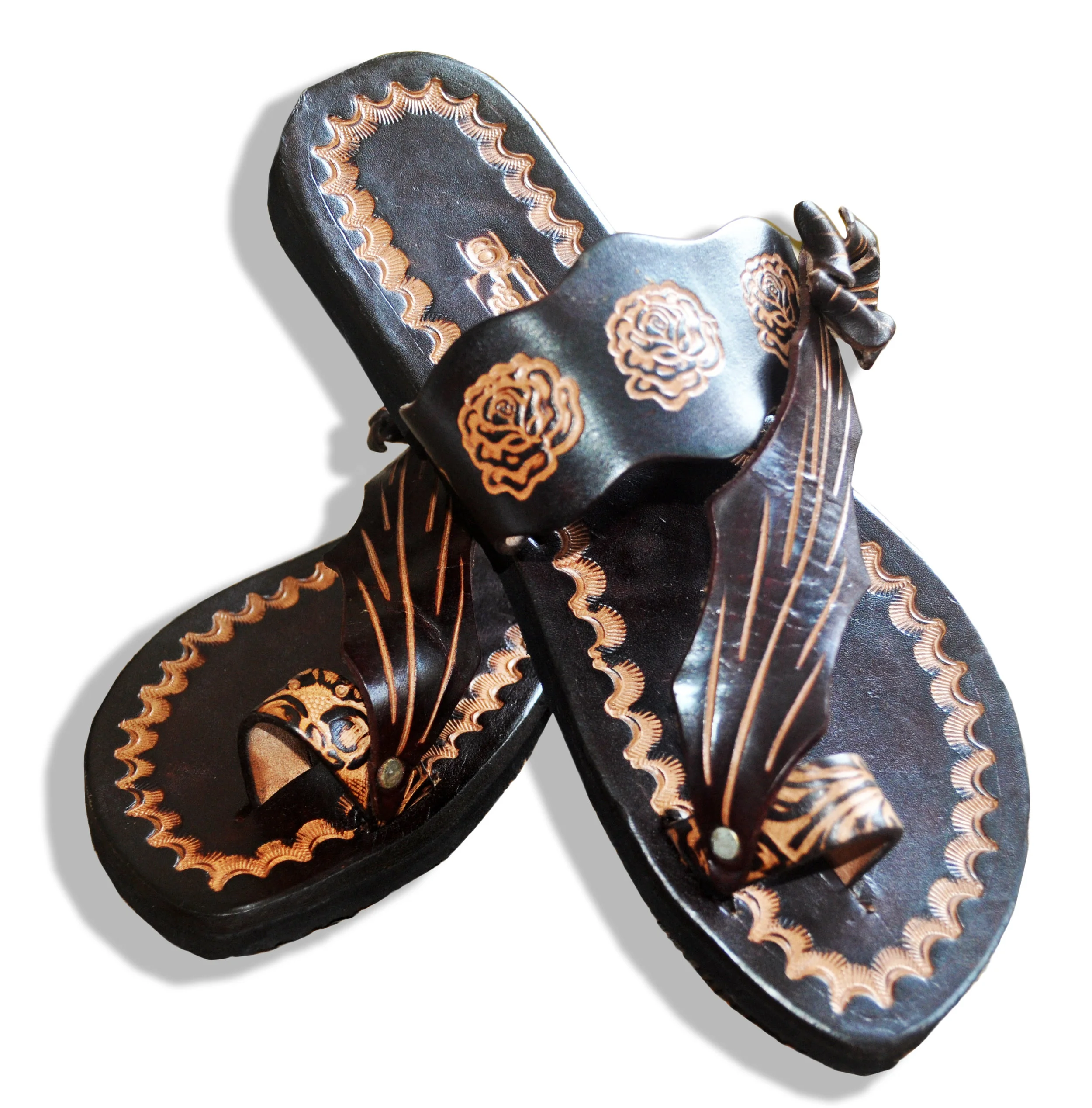 HERITAGE by Marrisa Wilson NY handcrafted leather floral sandals detail view