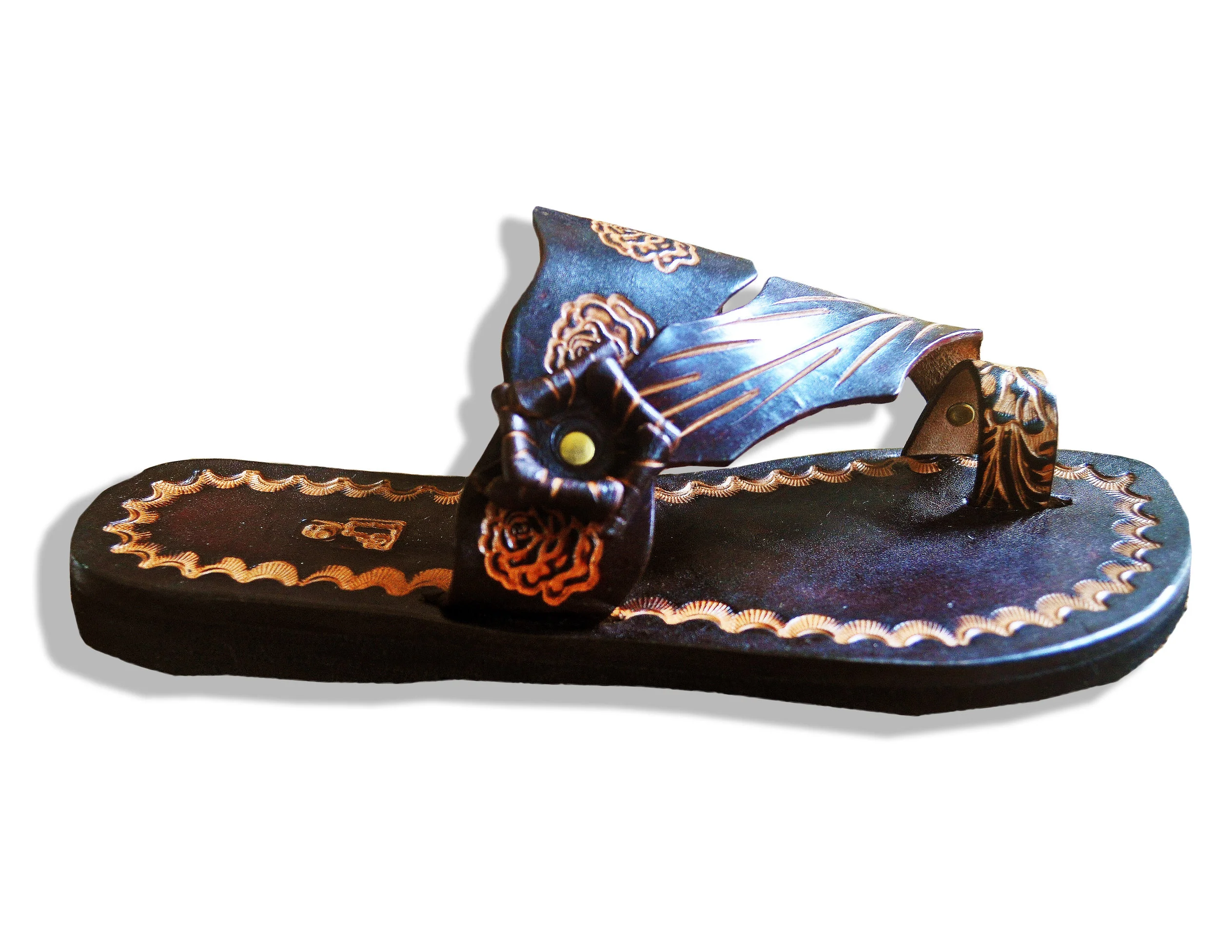 HERITAGE by Marrisa Wilson NY handcrafted leather floral sandals detail side view