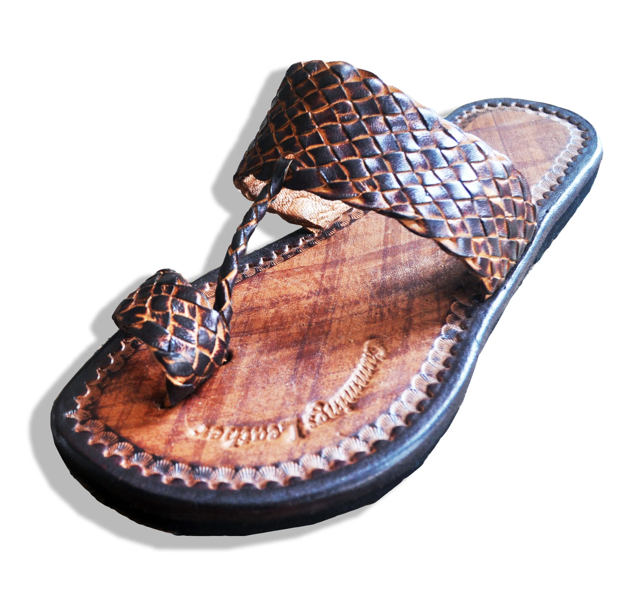 HERITAGE by Marrisa Wilson NY leather chestnut braided sandals detail side view