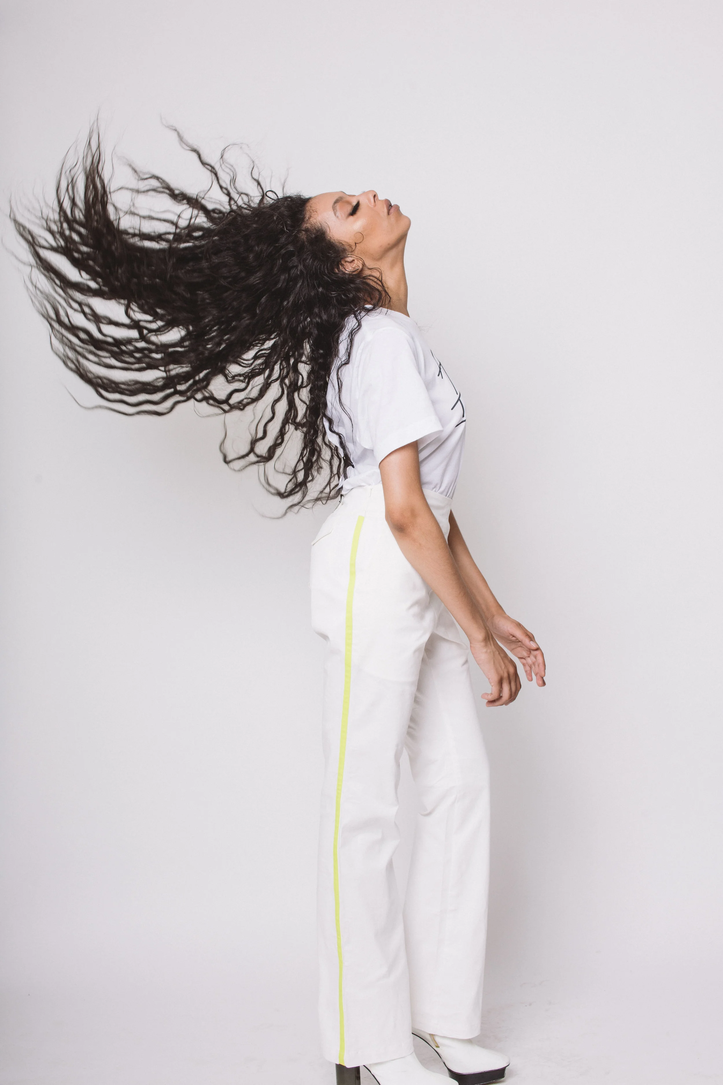 white bootcut pants