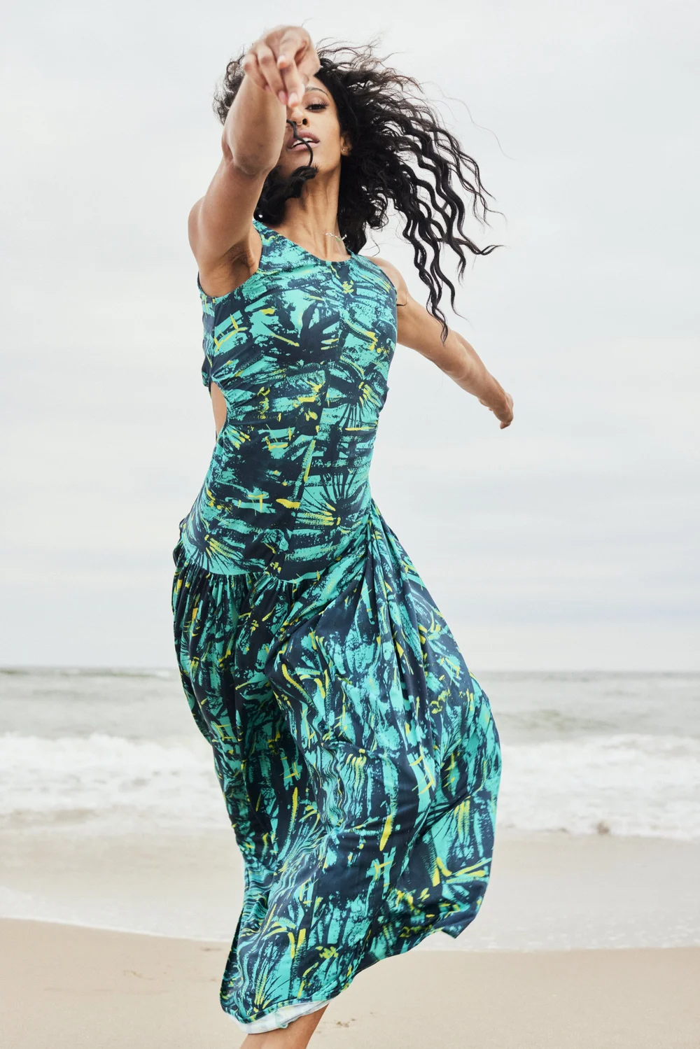 Jada Printed Nylon Jersey Maxi Dress | MARRISA WILSON New York
