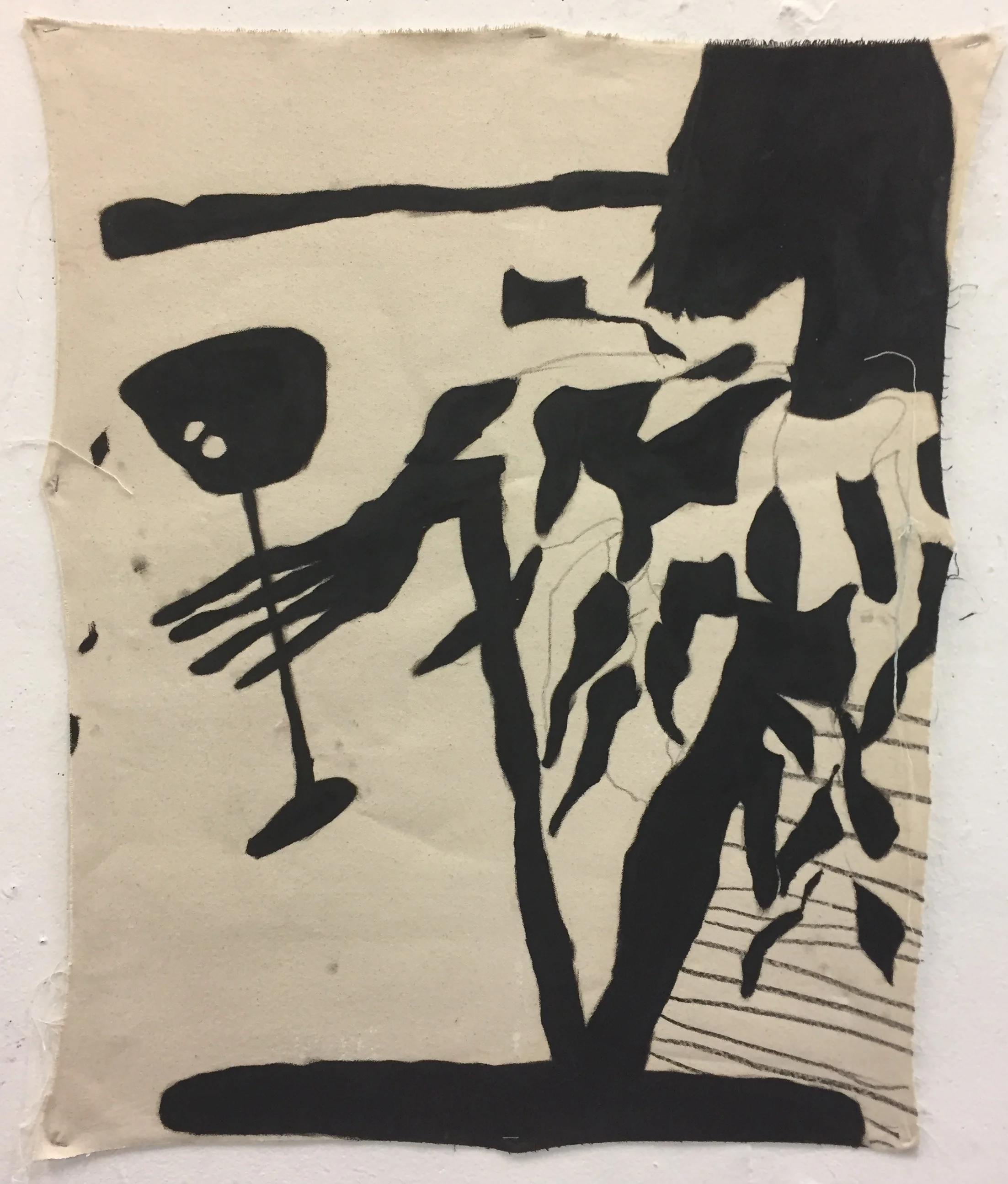 "Untitled", 2016, 20x24 in, oil and grease pencil on raw canvas