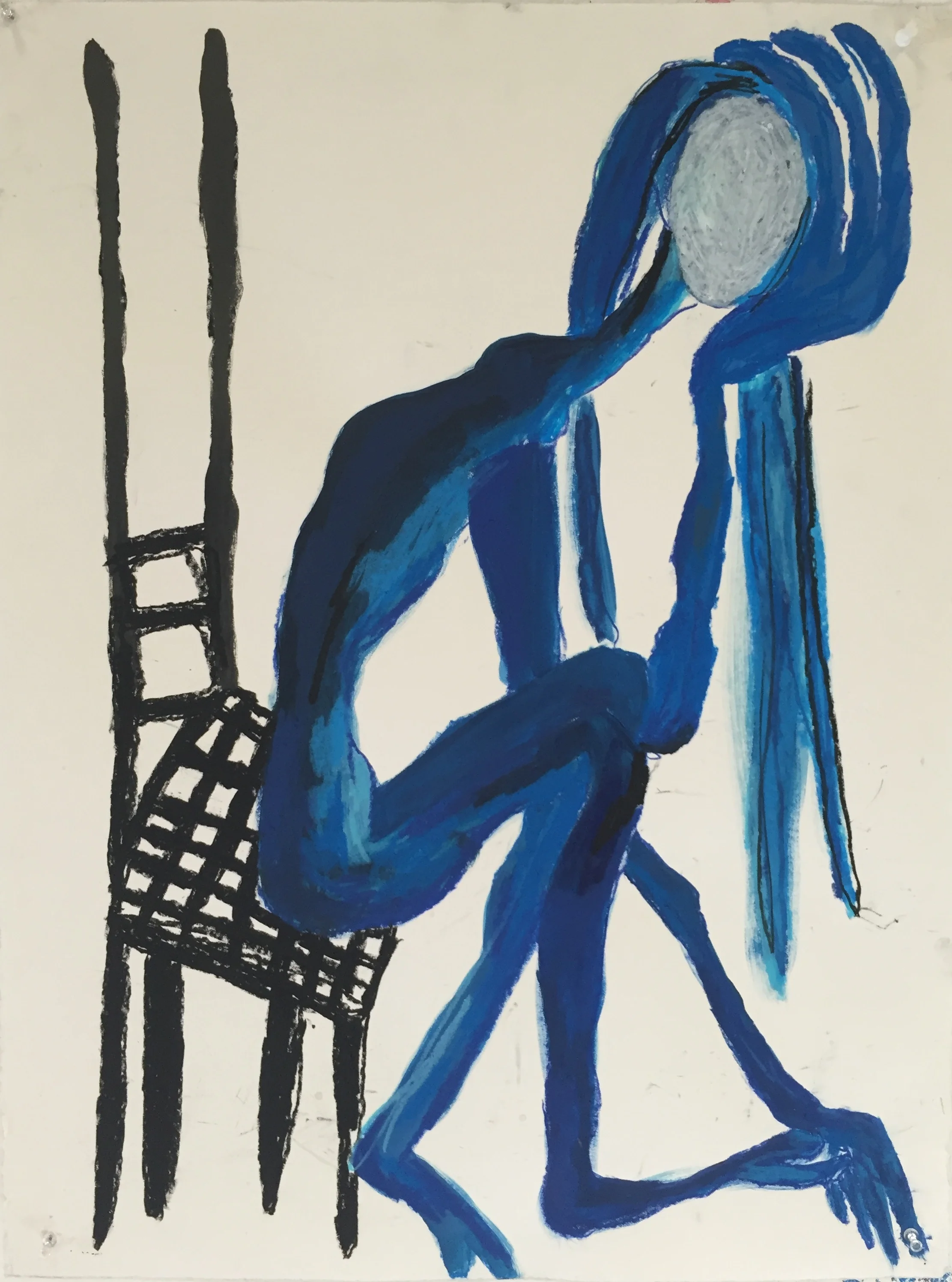 "bluets", 2016, 18x24in, acrylic and oil pastel on paper
