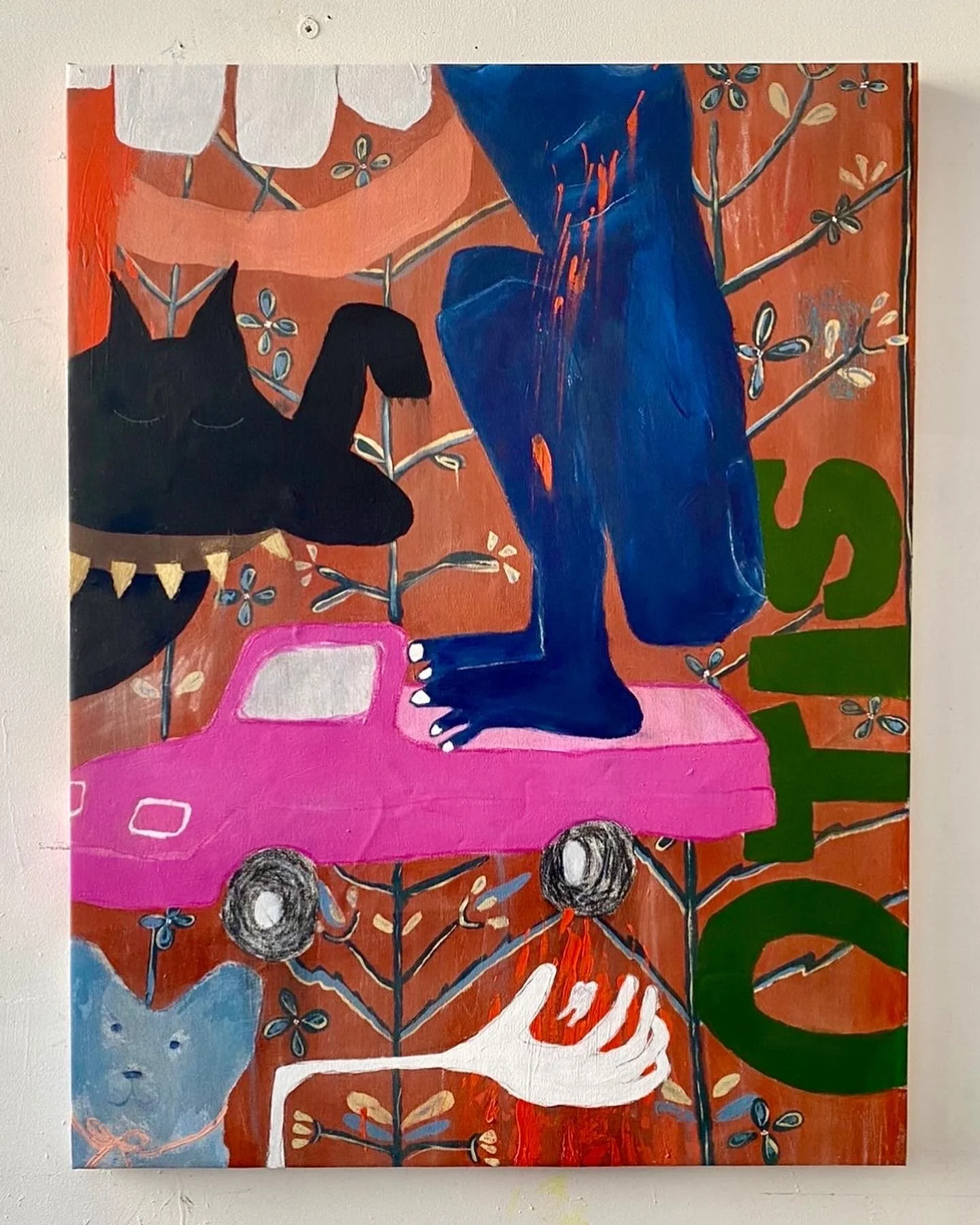 “You Cried Me”, 2022, acrylic, charcoal, and oil pastel on canvas