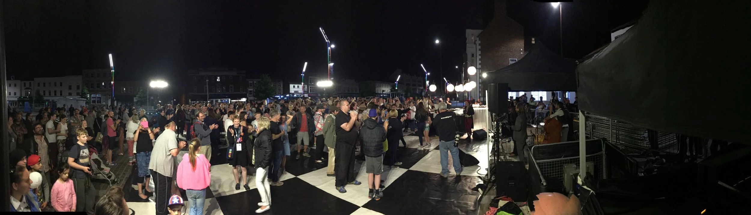 Audiences with live band at the end of The Ball in Stockton