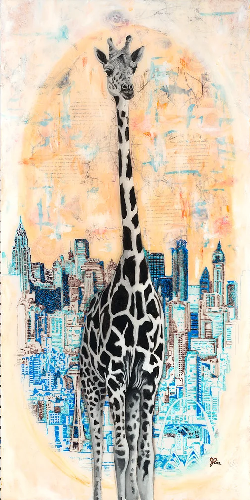 Giraffe in the City, Dusk