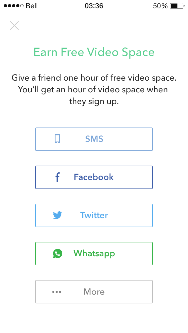 Shoebox V1 earn free space referral modal.