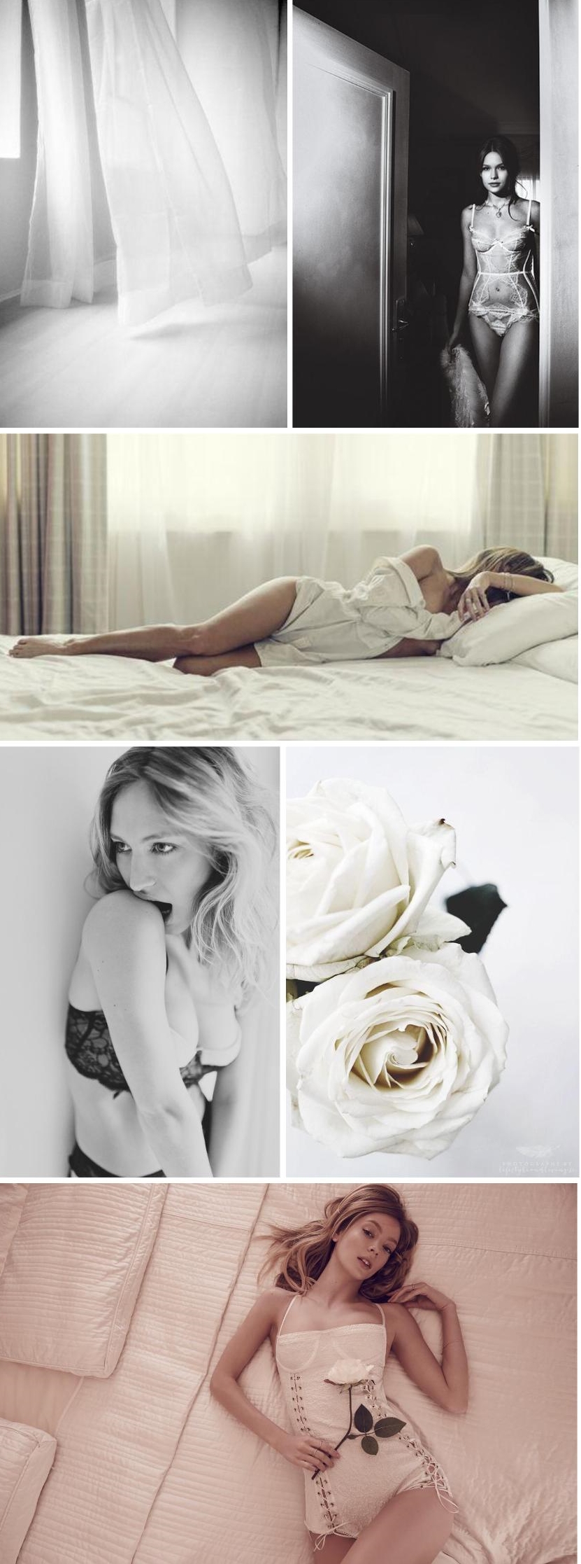 Curtains // Body suit For Love Of Lemons // Girl across bed by Julian Holtom // Boudoir photoshoot by Christina Lilly // White Roses sourced from Stories by me // Lace up body suit For Love of Lemons