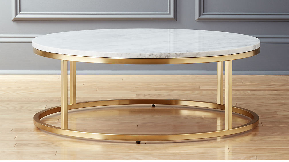 CB2 smart round marble brass coffee table $699