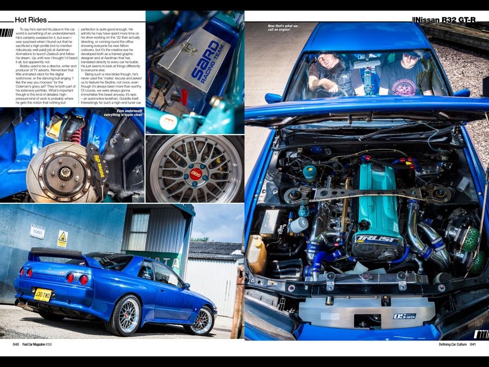  Feature spread from FAST CAR Magazine, Issue 350 January 2015, Zealou5 R32 GTR demo car.