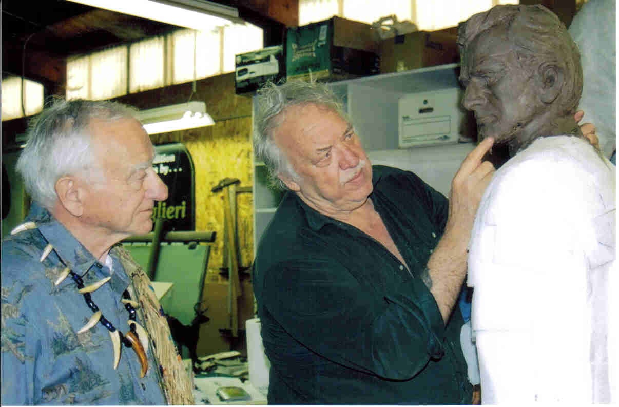 Wilbur E. Ternyik and Lorenzo Ghiglieri reviewing progress on the bronze, March, 2005