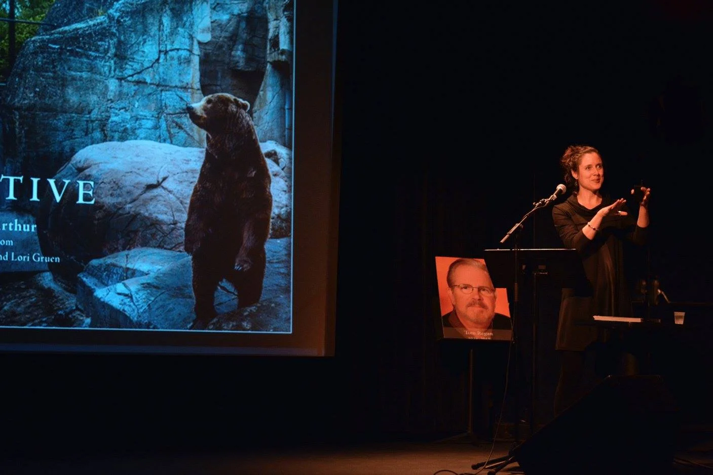 Photojournalist Jo-Anne McArthur, founder of We Animals , and Culture & Animals Foundation grantee and board member, talks about her work on animals in zoos and aquaria at the Compassion Arts & Culture and Animals Festival , October 21, 2017. Photo by Emily Lavieri-Scull