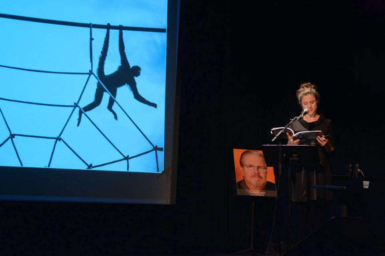 Photojournalist Jo-Anne McArthur, founder of We Animals , and Culture & Animals Foundation grantee and board member, talks about her work on animals in zoos and aquaria at the Compassion Arts & Culture and Animals Festival , October 21, 2017. Photo Emily Lavieri-Scull