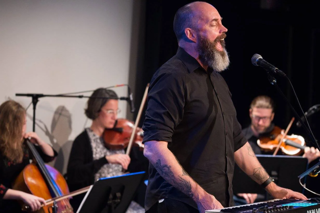 Michael Harren (a CAF grantee) in full voice at the Compassion Arts & Culture and Animals Festival , October 22, 2017. Photo by Jo-Anne McArthur