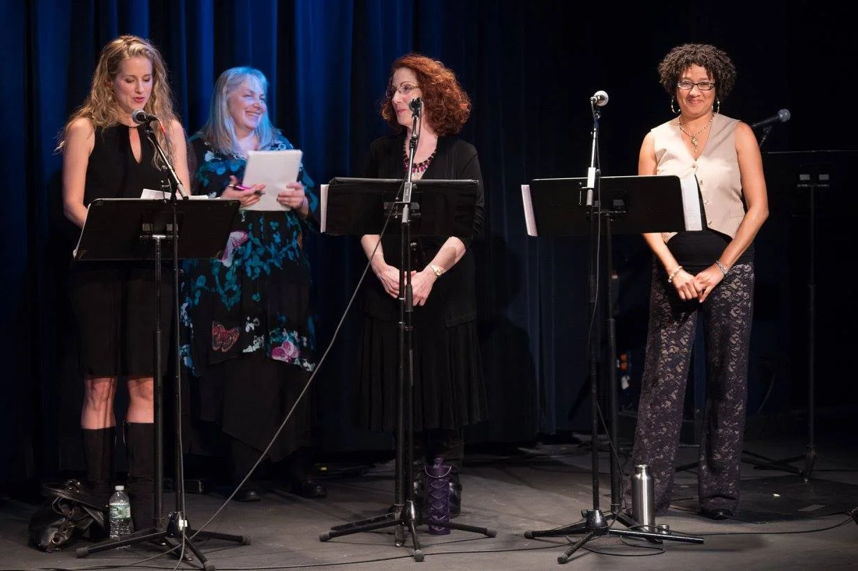 Marisa Miller Wolfson introduces Elli Sarty , founder of Compassion Arts and co-organizer of the Compassion Arts & Culture and Animals Festival, with Cindy Sarty and Alfee R. Westgroves , October 22, 2017. Photo by Jo-Anne McArthur
