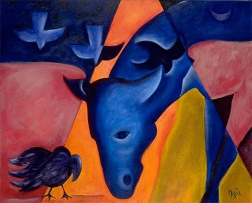 Compassion Arts & Culture and Animals Festival at Symphony Space 2017, painting “Encounter” by Cyrus Mejia