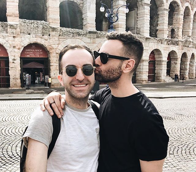#tbt to this love moment in beautiful Verona. 👬💜🏳️&zwj;🌈