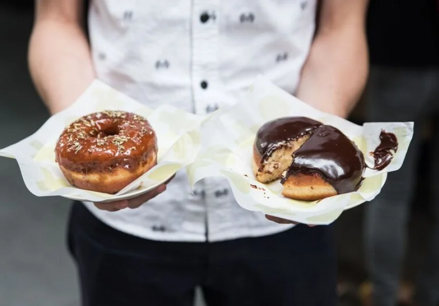 Shortstop Doughnuts at Barangaroo - doughnuts that draw crowds and satisfy the workers' 3pm sweet needs (image via Broadsheet )