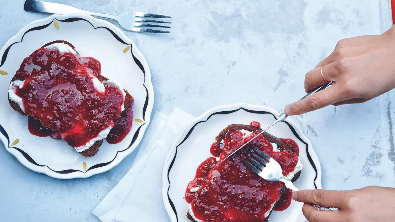 Instagram-worthy, loved and famed brioche toast served with ricotta and jam by SQRL that not only looks good but arguably tastes better image via Bon Appetit