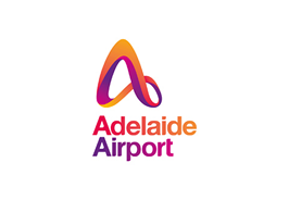 Adelaide Airport logo with colorful stylized 'A' and text