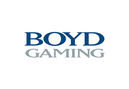 Boyd Gaming logo with blue and gray text on a black background