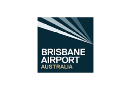 Brisbane Airport logo with stylized jet streams above text