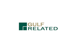 Gulf Related logo with green and gold text on a white background.