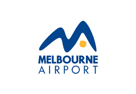Melbourne Airport logo with stylized 'M' and the airport name beneath