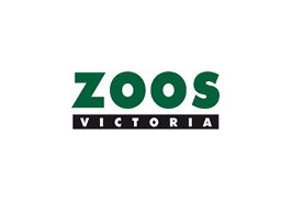 Logo of Zoos Victoria with green and black text