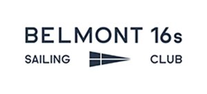 Logo for Belmont Sailing Club, featuring the text 'BELMONT 16s SAILING CLUB' and a stylized sailboat graphic