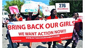Nigerians protesting the slow response to the kidnapping of 276 schoolgirls