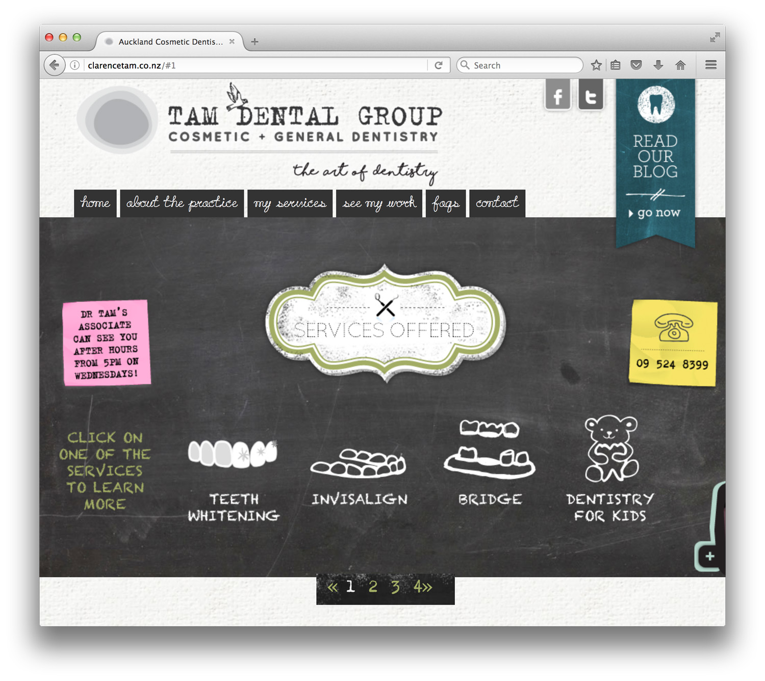 Clarence Tam has been a client for many years and she approached me when she needed a funky website for her dental practice in Newmarket, Auckland.