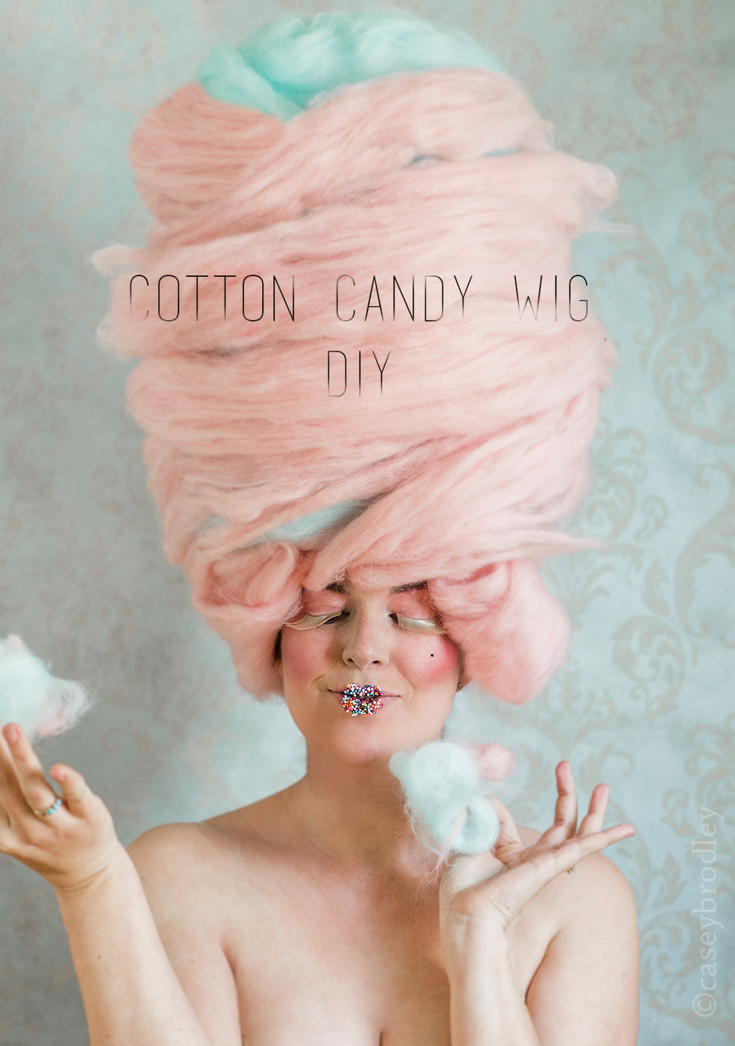 Amelia Candy Floss Cotton Candy Wig Embellished With Flower & Pearl Accesories