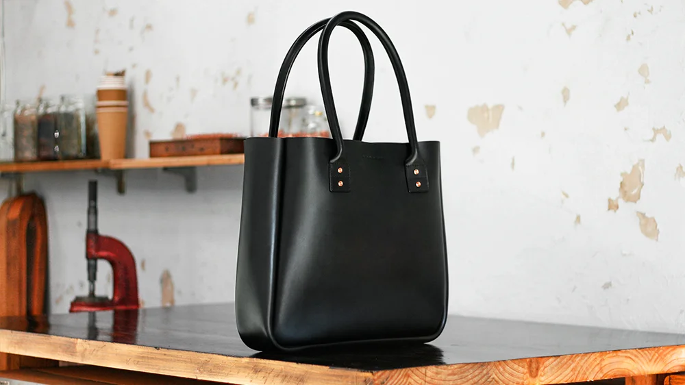 Australian Cow Hide Paterson Salisbury Black Leather Tote Bag Large 2