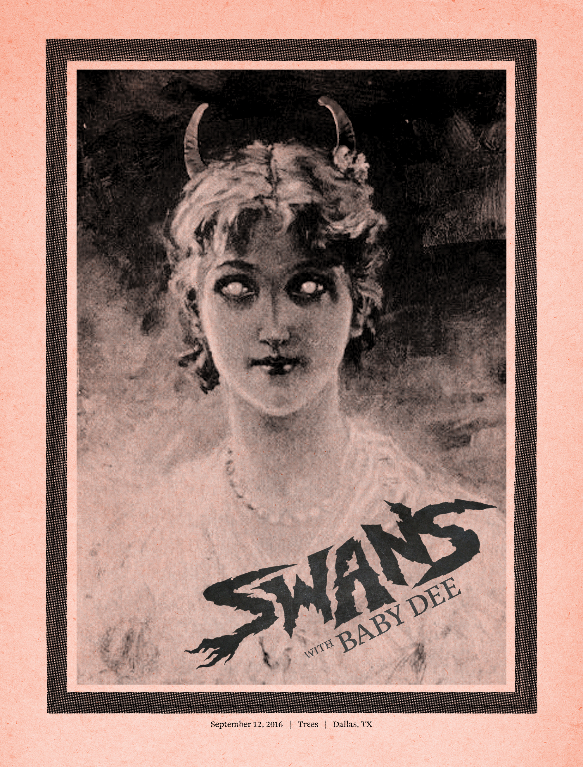  2016 Swans Dallas Poster. Screen printed by Rebel Riot Inc. 