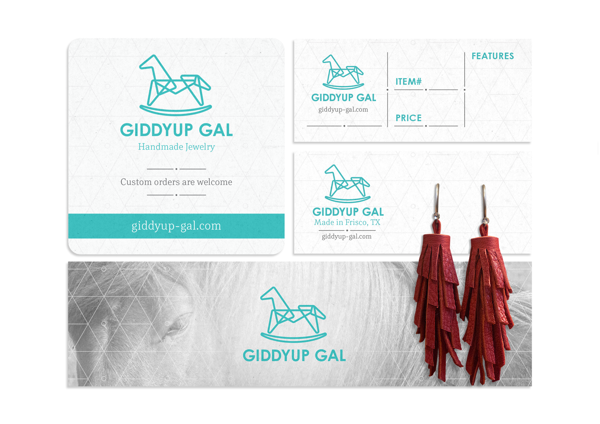  Branding and package design for Giddyup Gal, a jewlery and accessory designer in Frisco, Texas 