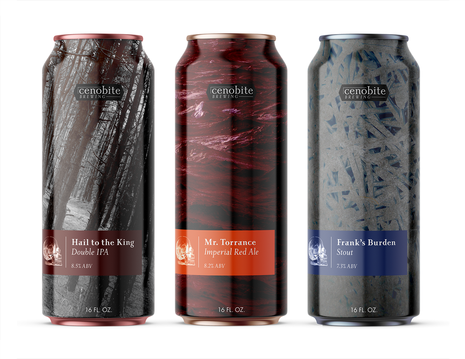 Conceptual 16 oz. can art for Cenobite Brewing’s Horror Series