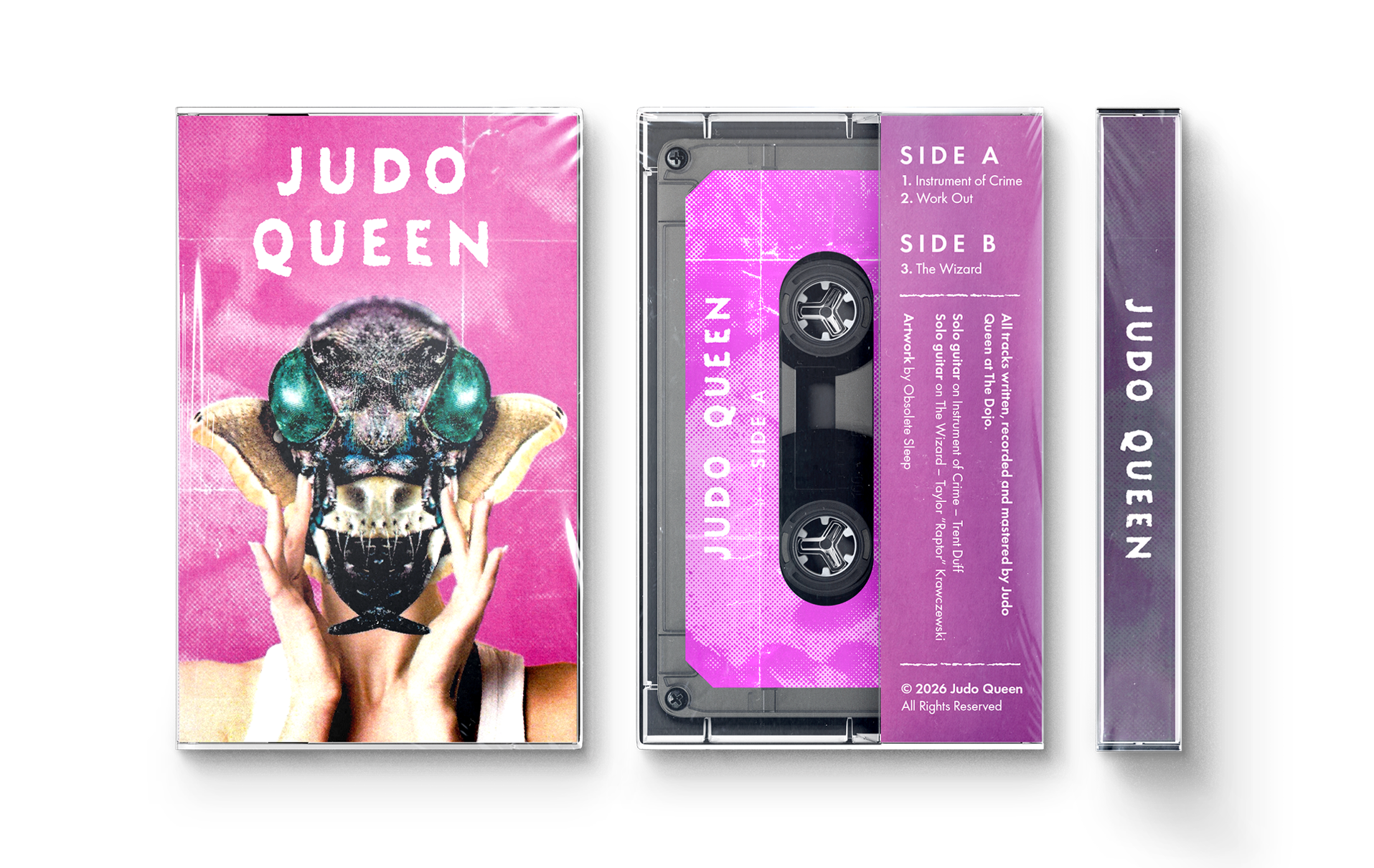  Cassette design for experimental punk band Judo Queen’s 2026 self-titled EP. 