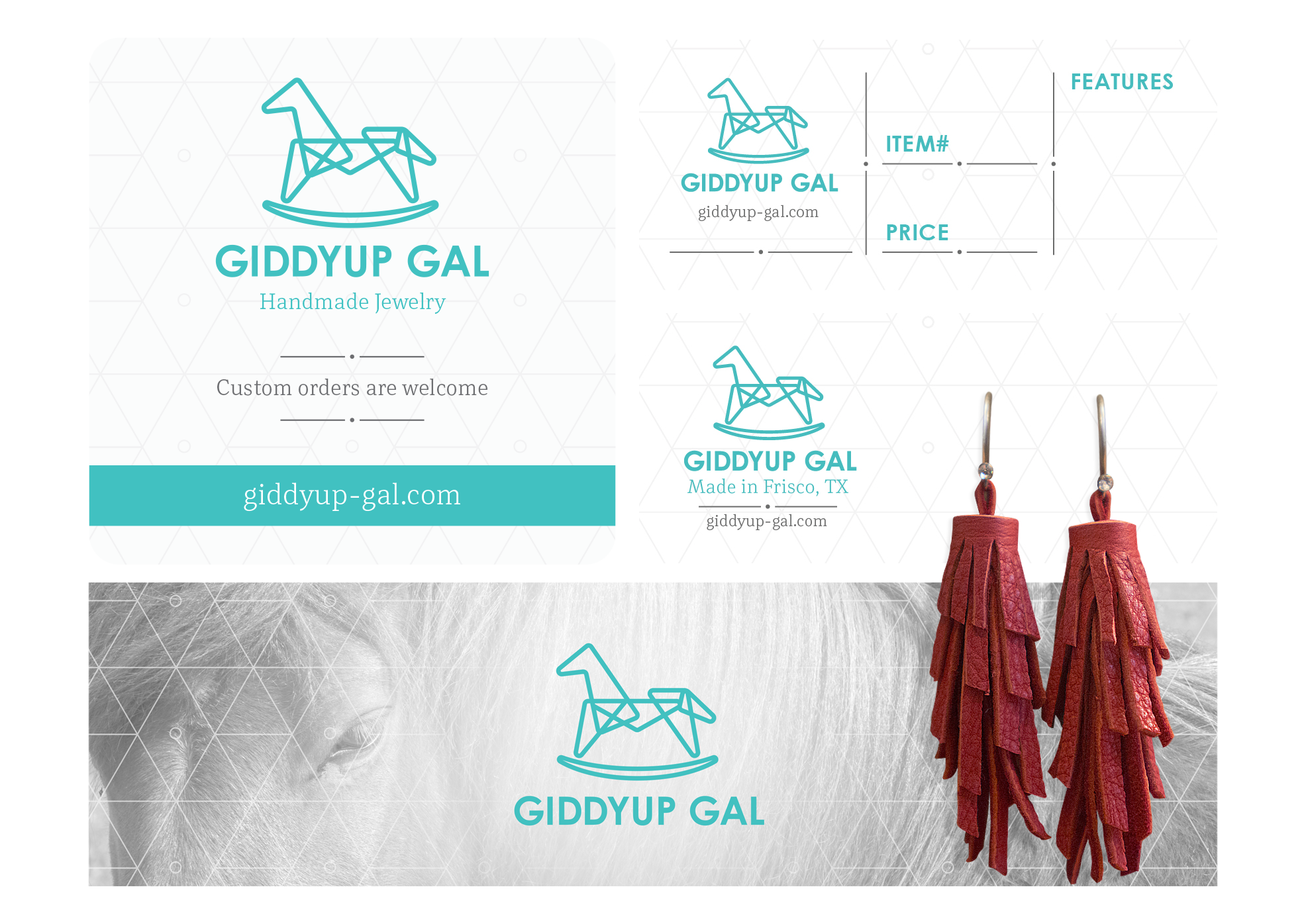  Branding and package design for Giddyup Gal, a jewelry and accessory designer in Frisco, Texas 