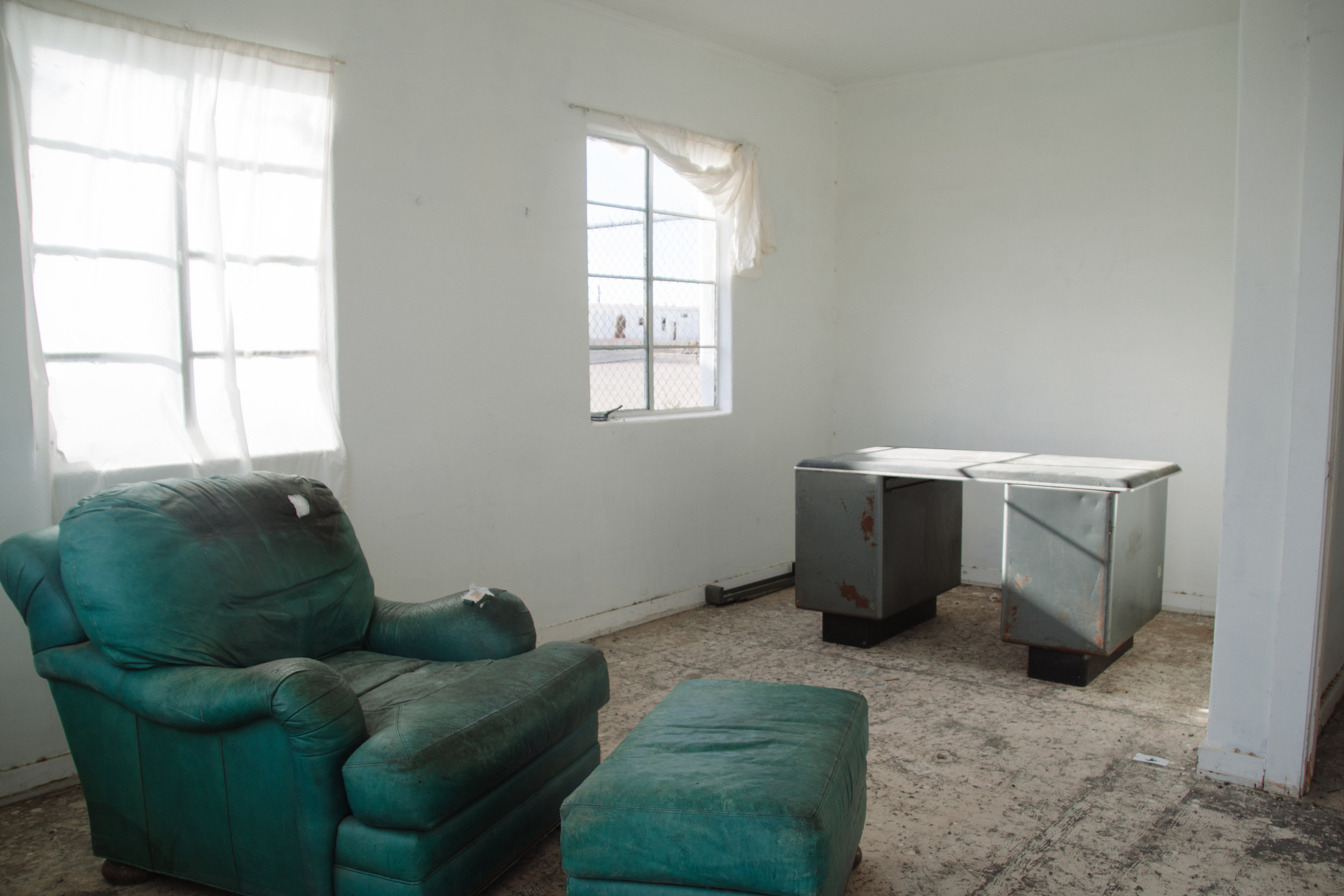 The interior of one of Roy's Motel cabins.